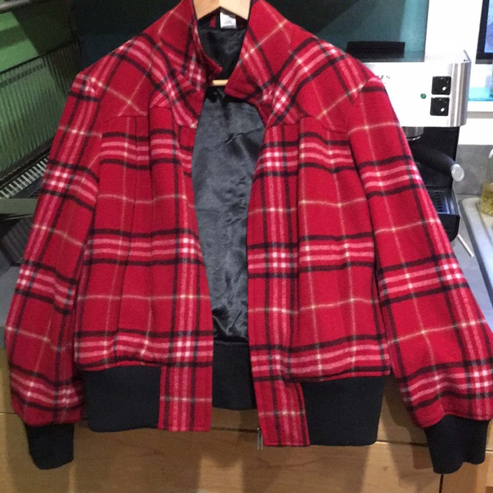 Prana Vintage Wool Blend Plaid Full Zip Jacket  Women's Medium